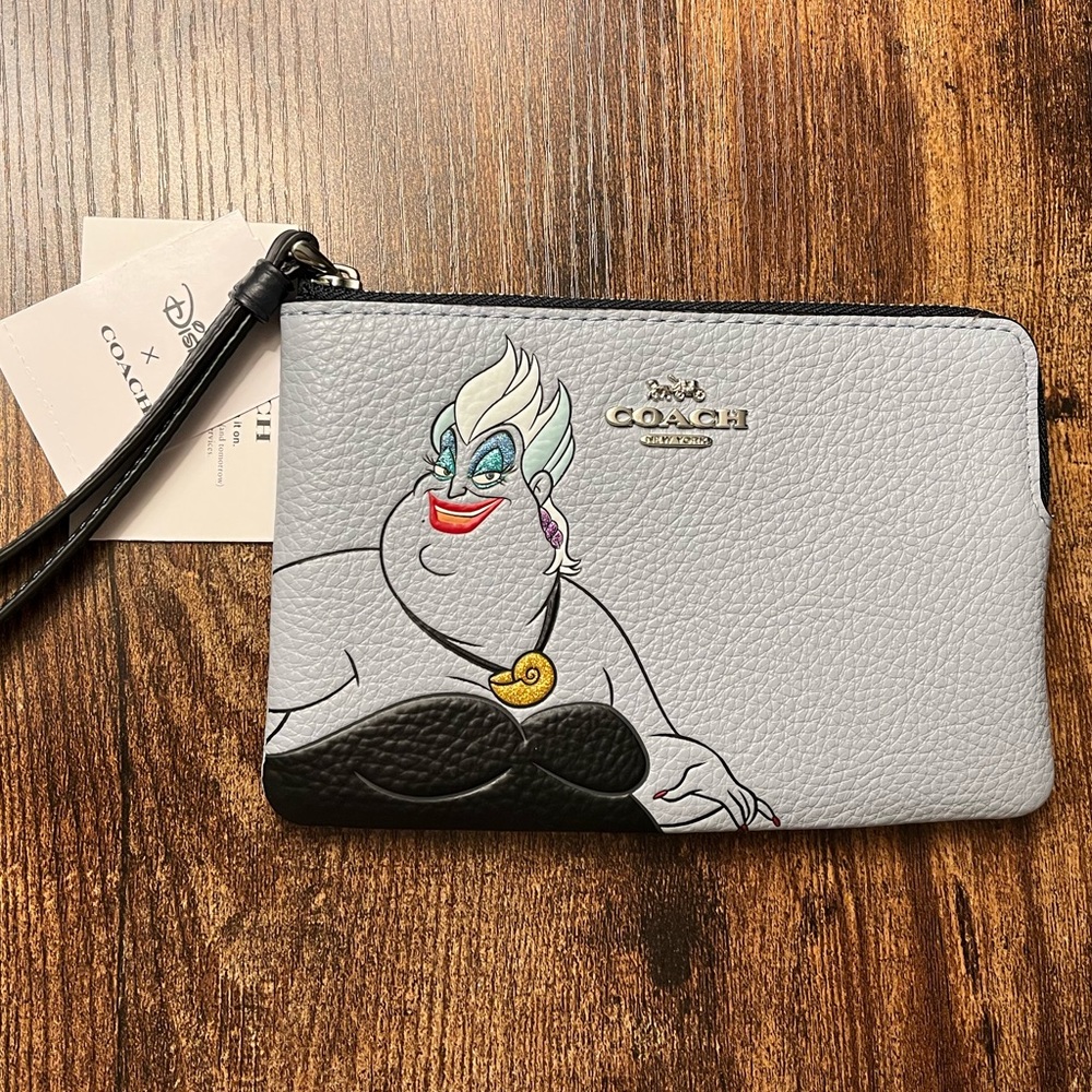 Disney X Coach Corner Zip Wristlet with Ursula Motif